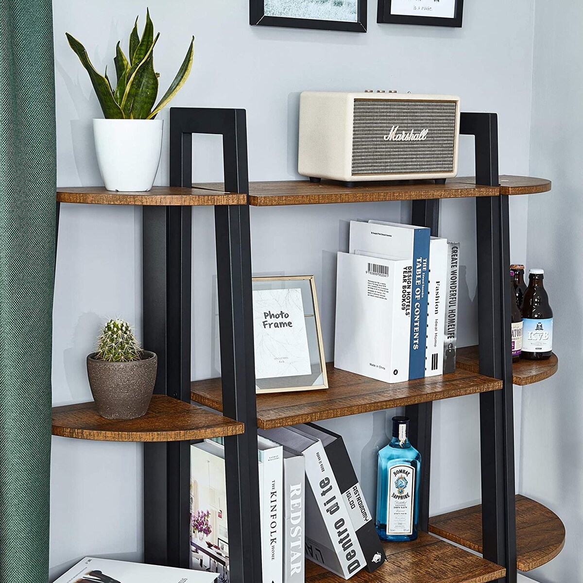 Regał Narożny Półka 45X34X125 Cm Rustykalny Brąz, Czarny