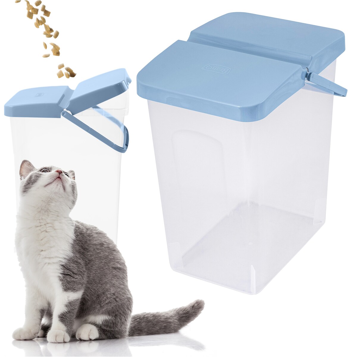 Pojemnik Plastikowy Na Karmę Proszek Z Klapą Pokrywką 10 L Niebieski