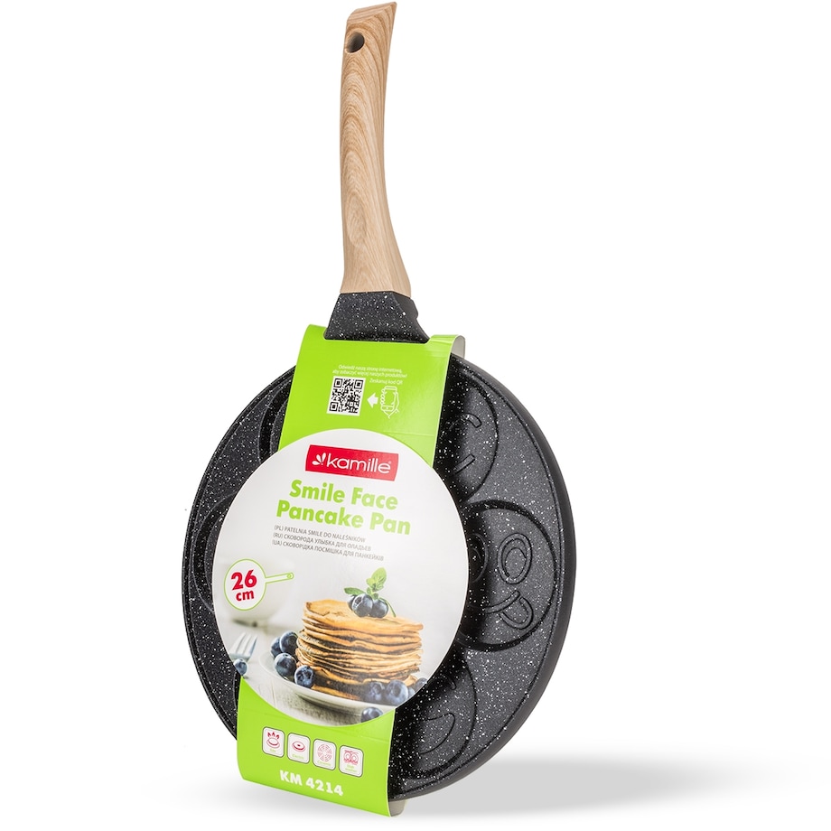 Marmurowa patelnia do pancakes naleśników jajek BUŹKI MINKI EMOTKI 26cm KAMILLE