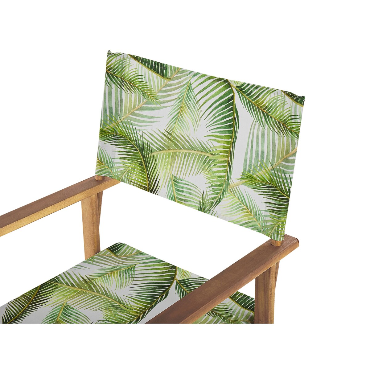Zestaw 2 krzeseł ogrodowych akacjowy jasne drewno z białym / wzór w tropikalne liście CINE