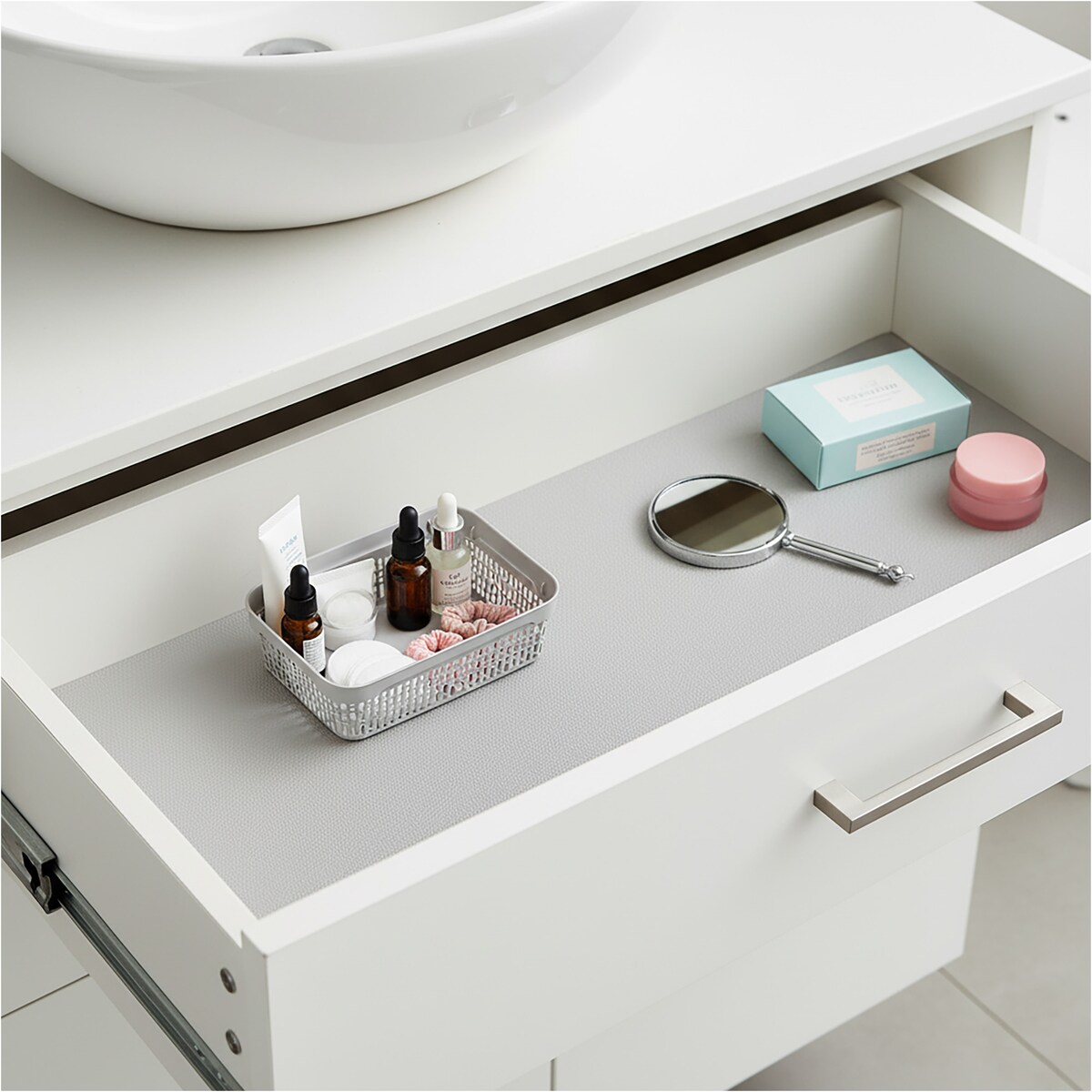 Koszyk Ażurowy Koszyczek XS Plastikowy Na Kosmetyki Do Łazienki Pudełko Pojemnik Do Szuflady Jasnoszary