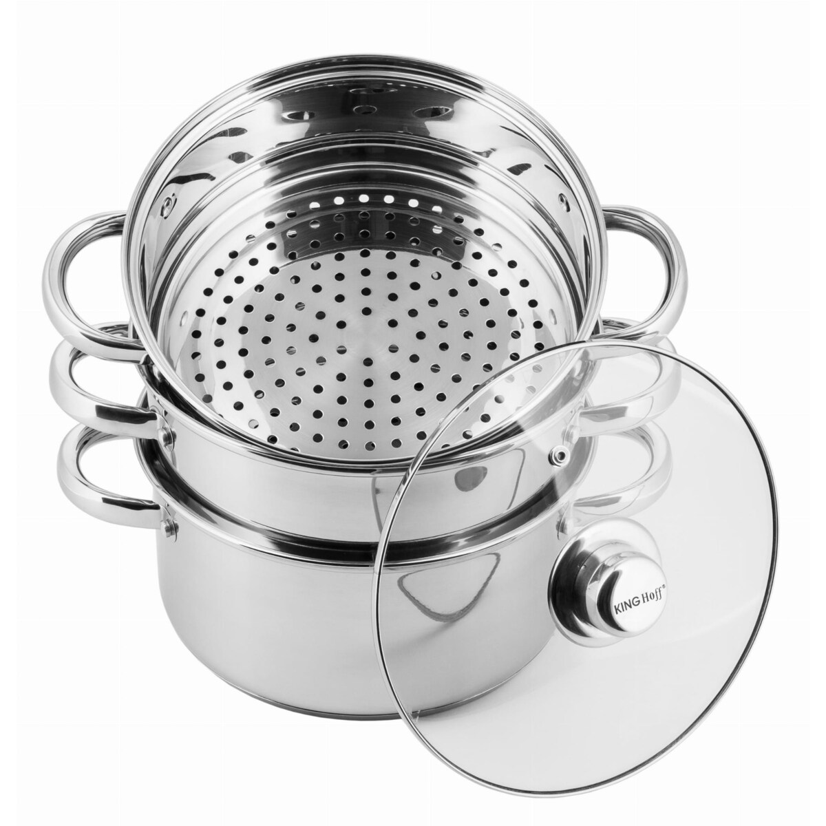 Garnki do gotowania na parze 4 ele. 22cm parowar indukcja KINGHOFF