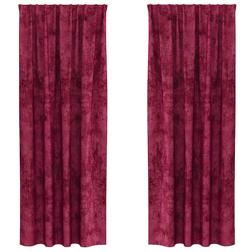 vidaXL Zasłona z zasłonami 2 pcs czerwone wino 225 x 140 cm Aksamit