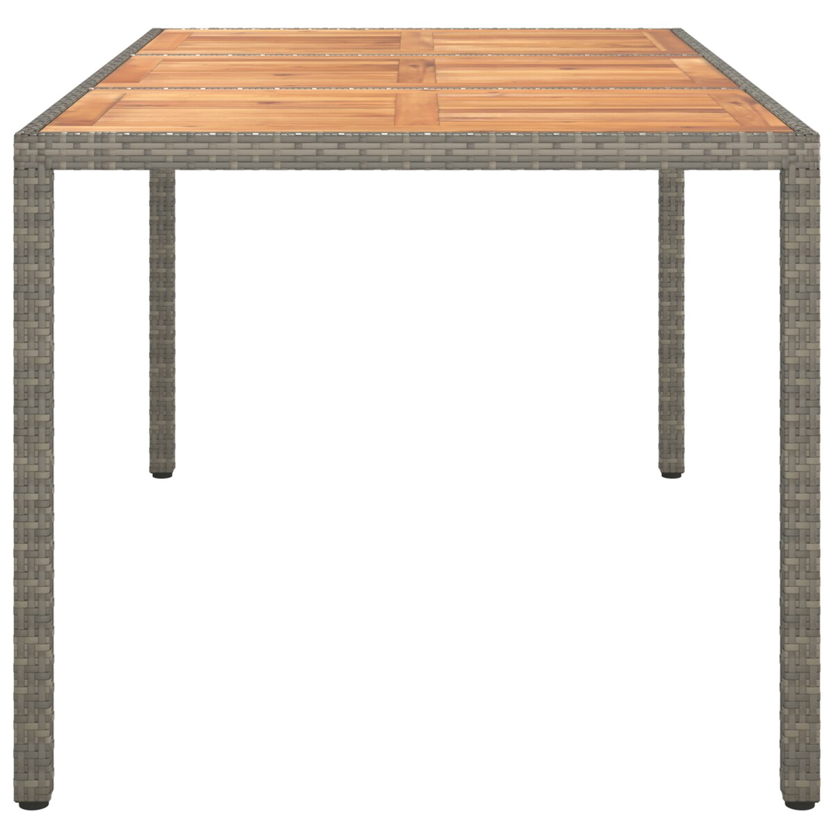 vidaXL Szary stół do jadalni na świeżym powietrzu 150x90x75 cm polirattan