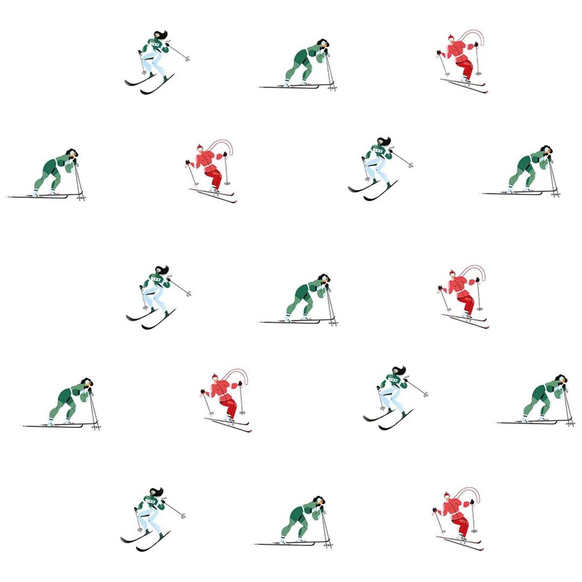 Poduszka świąteczna - Kolorowi narciarze