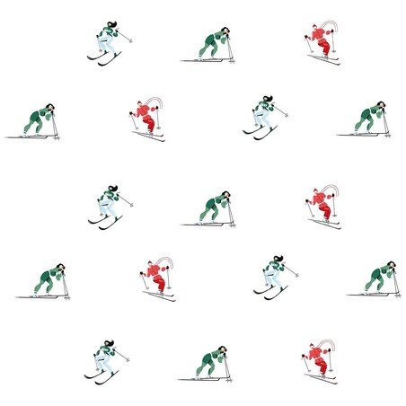 Poduszka świąteczna - Kolorowi narciarze