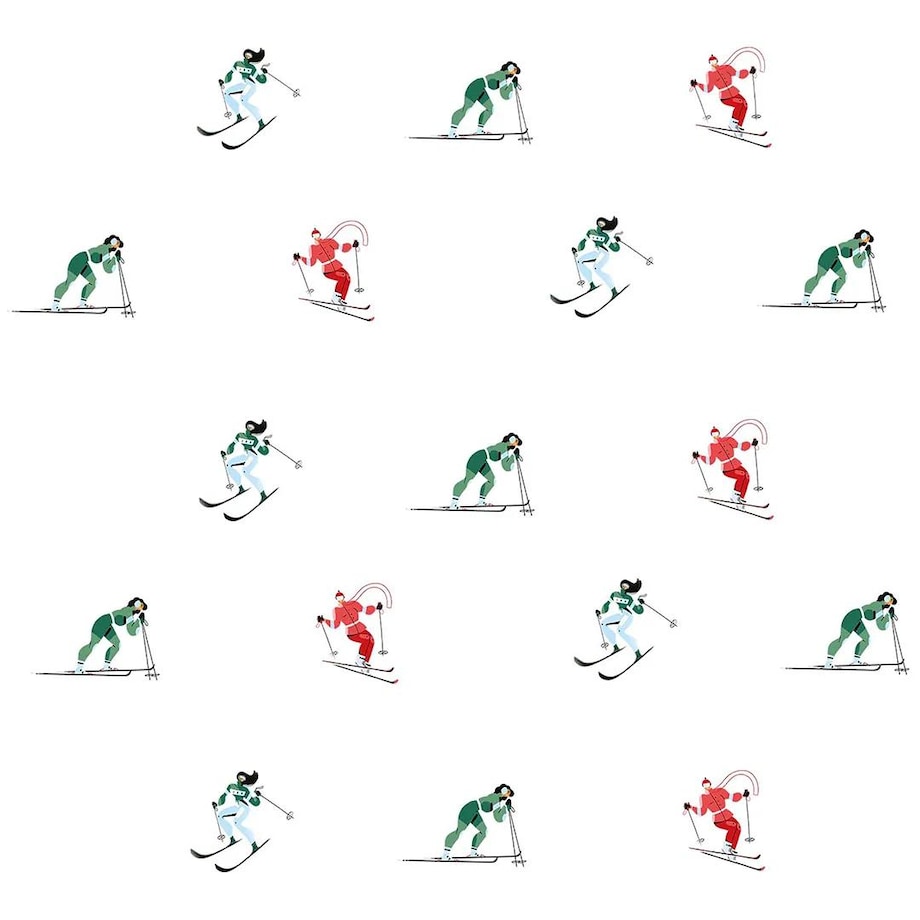 Poduszka świąteczna - Kolorowi narciarze