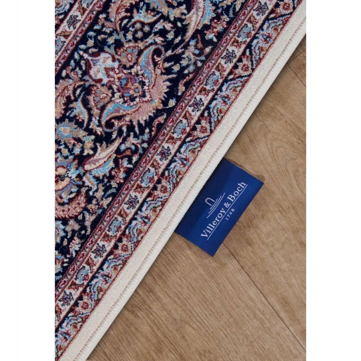 Dywan tradycyjny do salonu 128x190c,klasyczny niebiesko kremowy z frędzlami