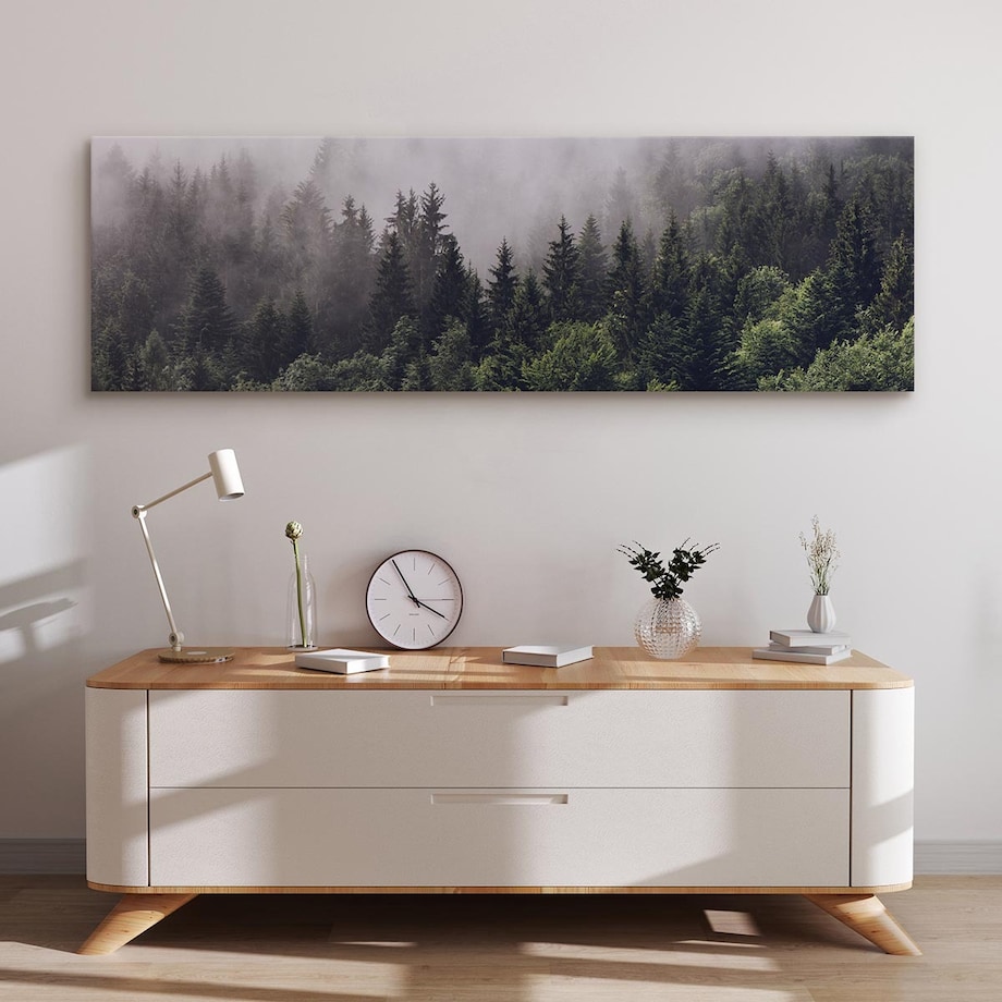 Obraz Panoramiczny Mglisty Las 145x45cm