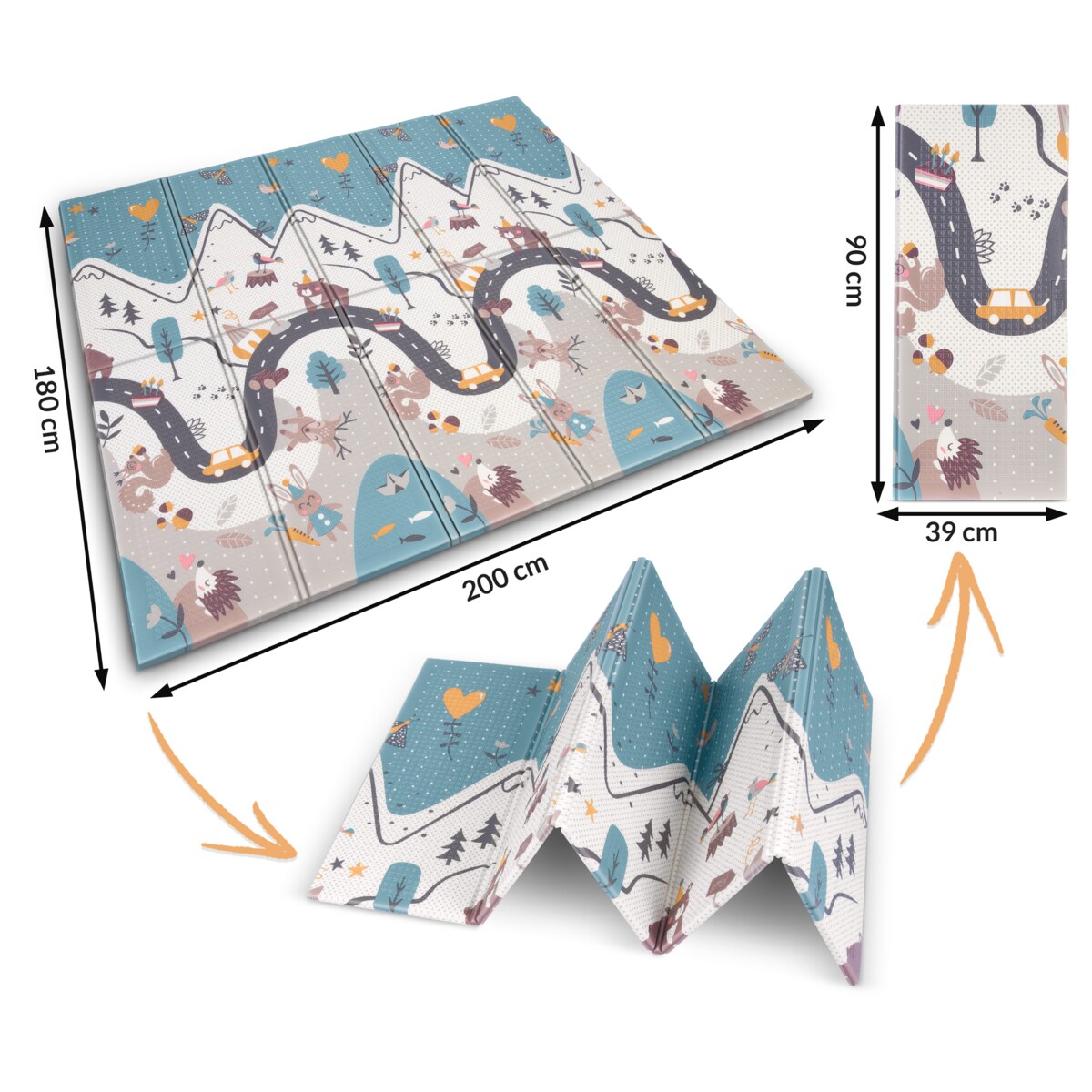 Mata piankowa edukacyjna składana dla dzieci duża 180x200 dywan Nukido