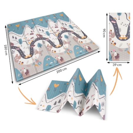 Mata piankowa edukacyjna składana dla dzieci duża 180x200 dywan Nukido