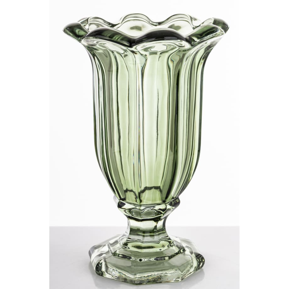 Wazon szklany 32x20x20 cm TAZZA-3 na nóżce zielony
