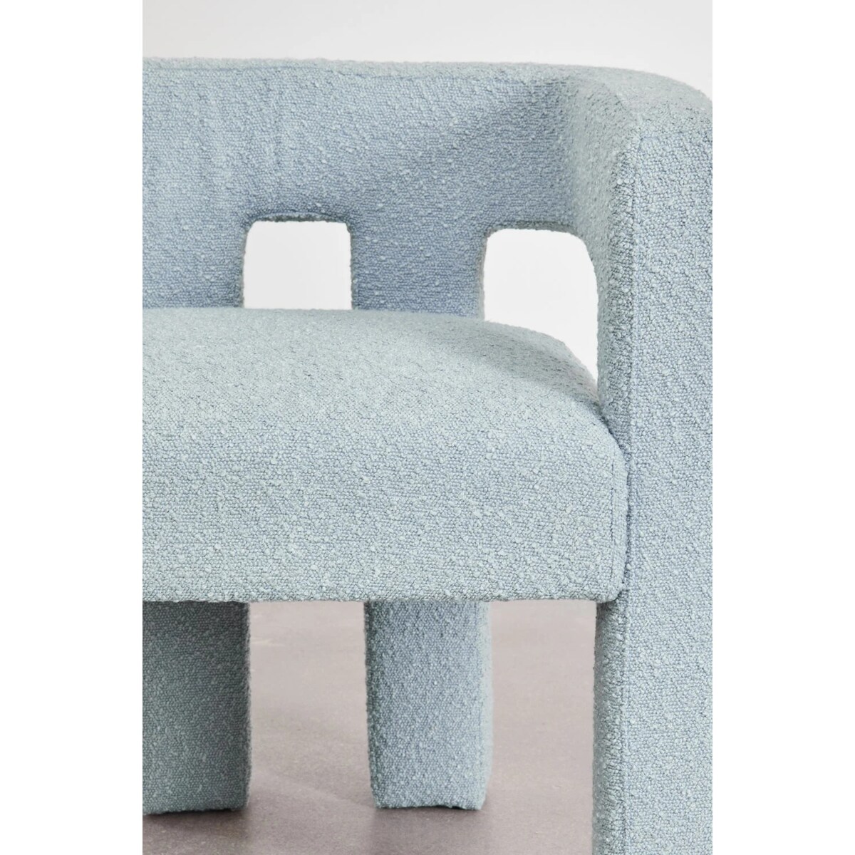 Krzesło do jadalni podłokietnikami, bouclé, błękitne Liara