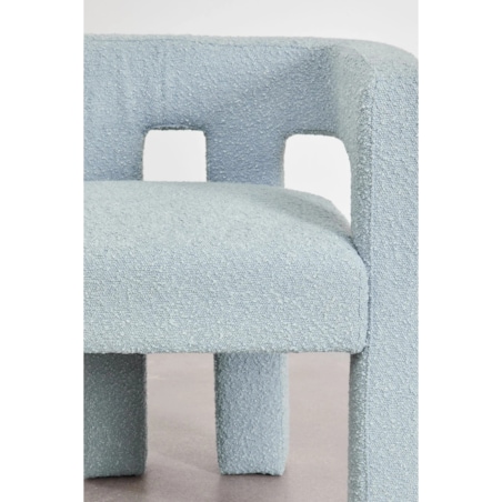 Krzesło do jadalni podłokietnikami, bouclé, błękitne Liara