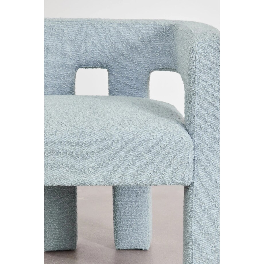 Krzesło do jadalni podłokietnikami, bouclé, błękitne Liara