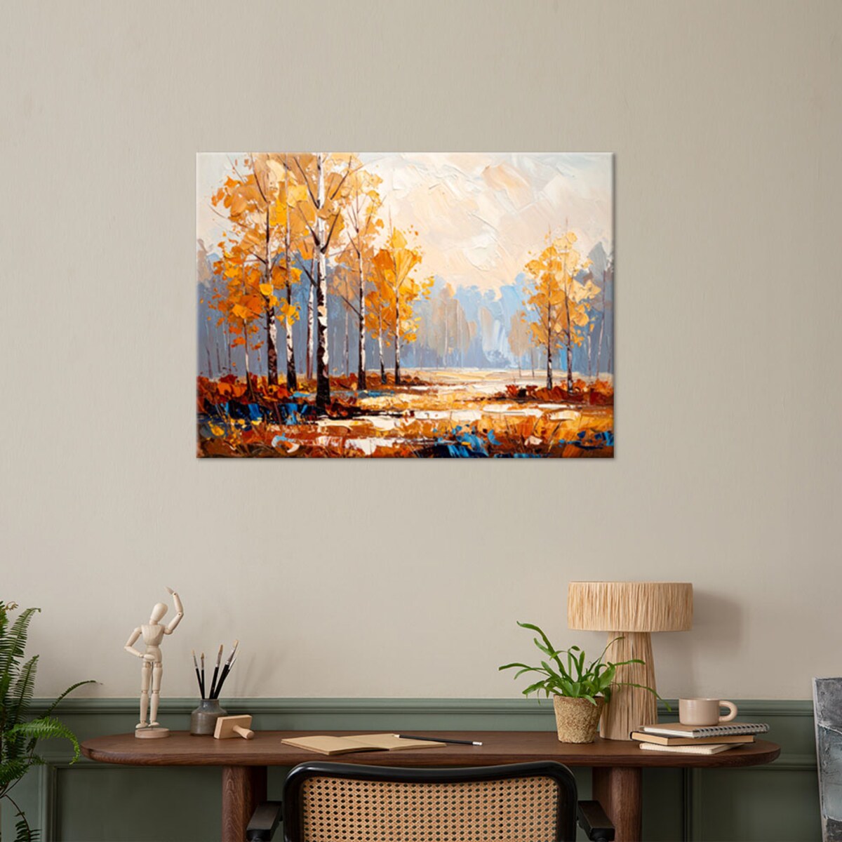 Feeby Obraz nowoczesny do salonu sypialni, Las brzozowy pejzaż 90x60