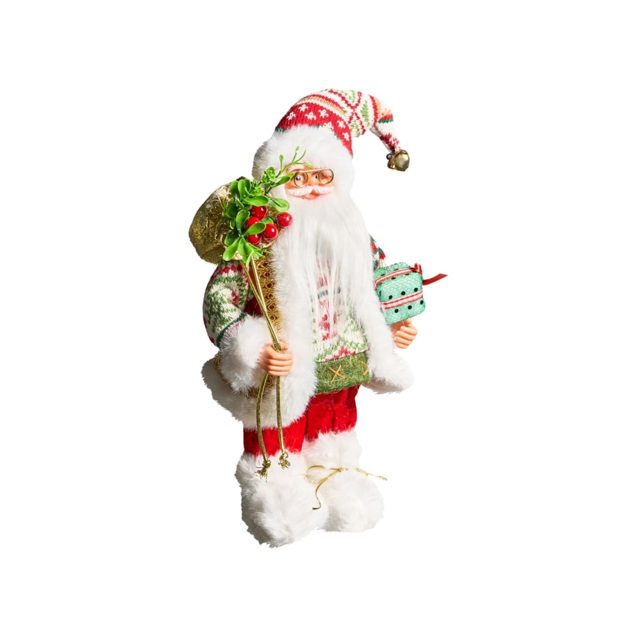 Dekoracja świąteczna MOSVATN Mikołaj 37 cm Czerowny/ zielony