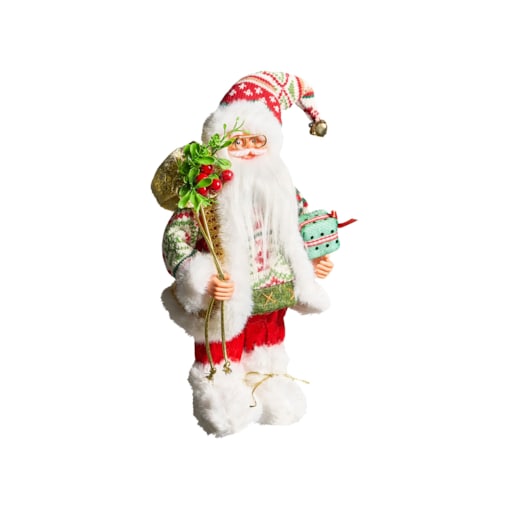 Dekoracja świąteczna MOSVATN Mikołaj 37 cm Czerowny/ zielony