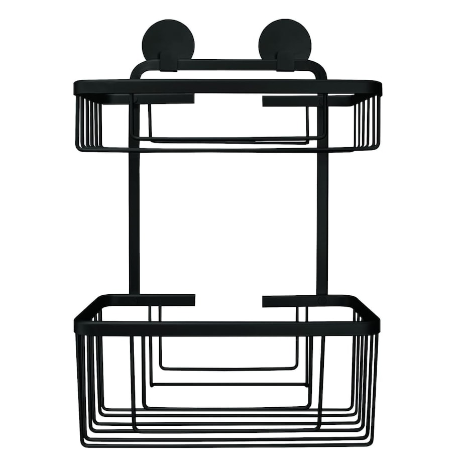 Kleine Wolke Podwójna półka prysznicowa Rocco, prostokątna, czarna