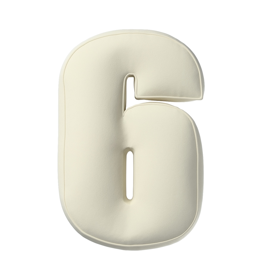 Poduszka Cyferka 6, śmietankowa biel, 25 x 40 cm, Posh Velvet