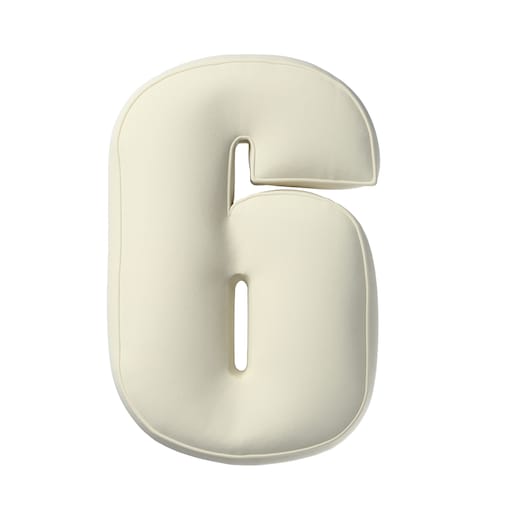 Poduszka Cyferka 6, śmietankowa biel, 25 x 40 cm, Posh Velvet