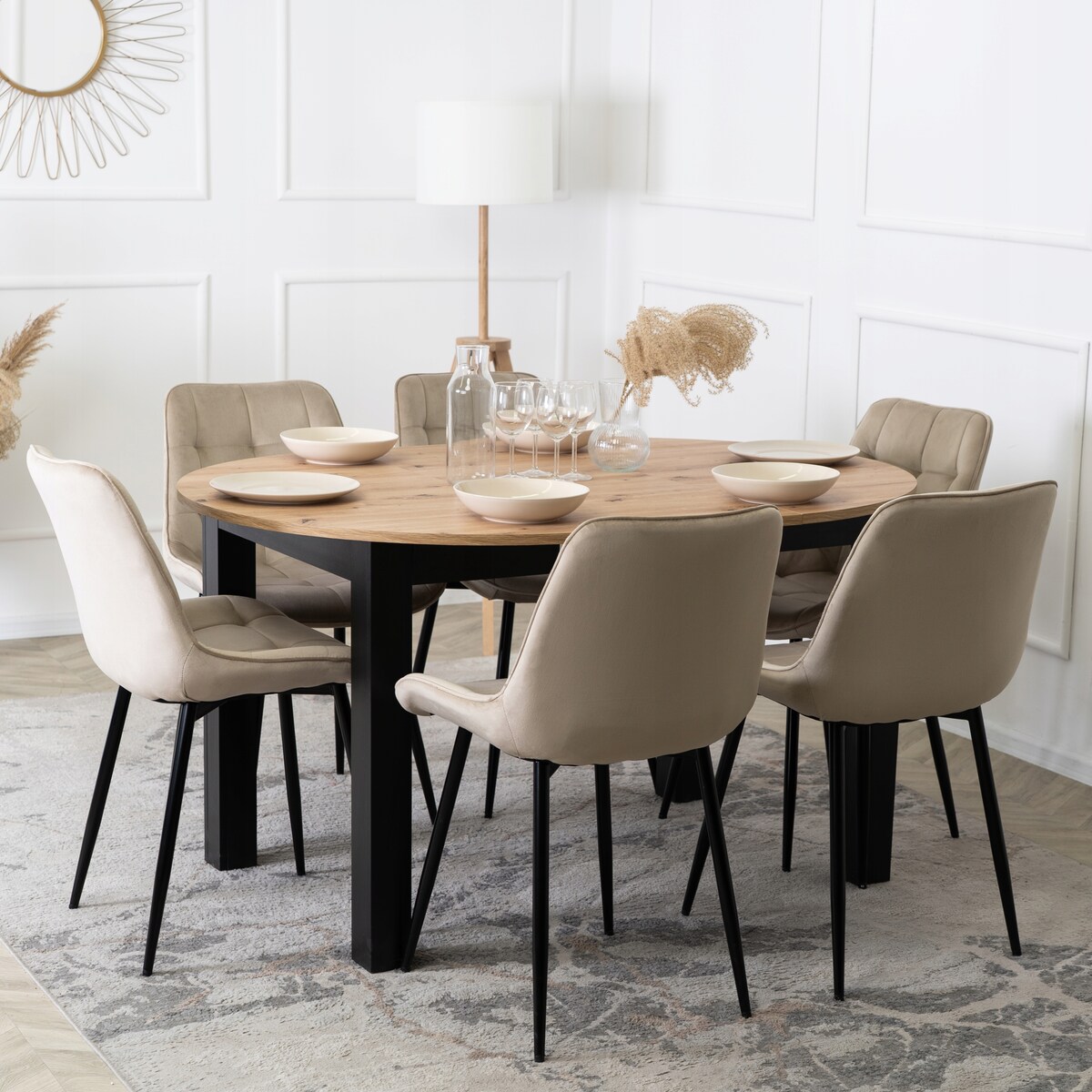 Krzesło Tapicerowane Welurowe Do Salonu Jadalni Kuchenne Beżowe CHRIS