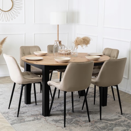 Krzesło Tapicerowane Welurowe Do Salonu Jadalni Kuchenne Beżowe CHRIS