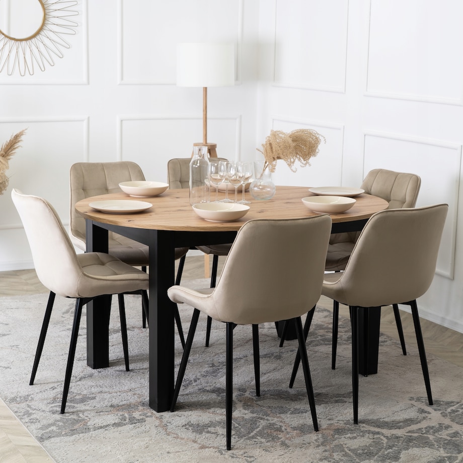 Krzesło Tapicerowane Welurowe Do Salonu Jadalni Kuchenne Beżowe CHRIS