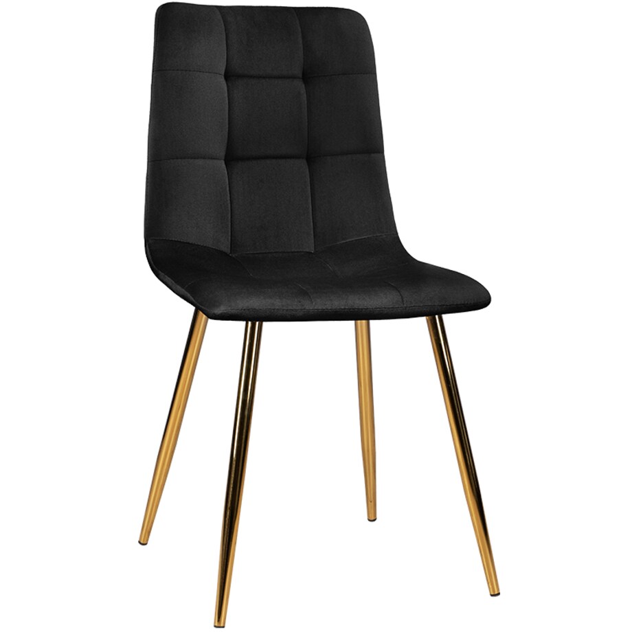 Krzesło tapicerowane czarne welurowe pikowane złote nogi glamour