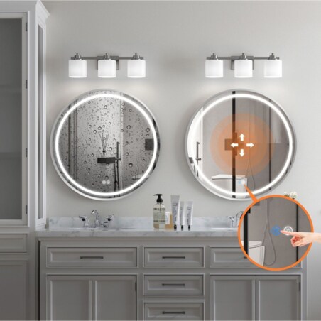 Lustro ścienne LED ze stalowa szczotkowaną ramą MMJ 70cm