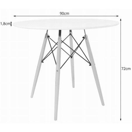 Zestaw Stół Do Jadalni Kuchni Salonu Biura Okrągły Todi 90 Biały + 4 Krzesła Osaka Białe