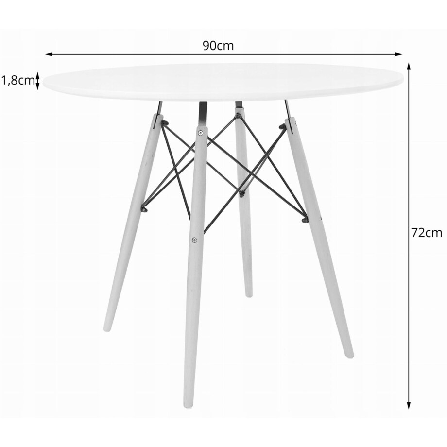 Zestaw Stół Do Jadalni Kuchni Salonu Biura Okrągły Todi 90 Biały + 4 Krzesła Osaka Białe