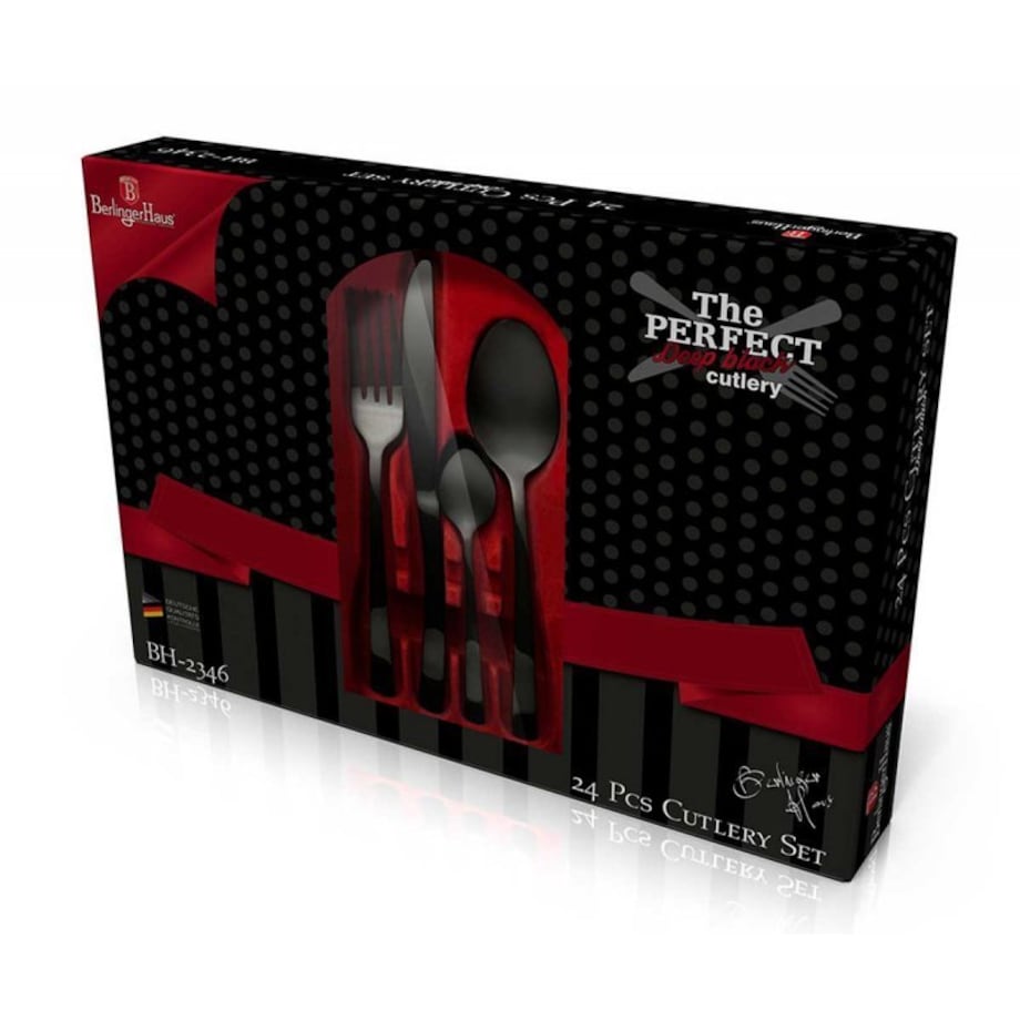 Sztućce 24 Elem. Berlinger Haus Bh-2346 Czarne Lustrzane