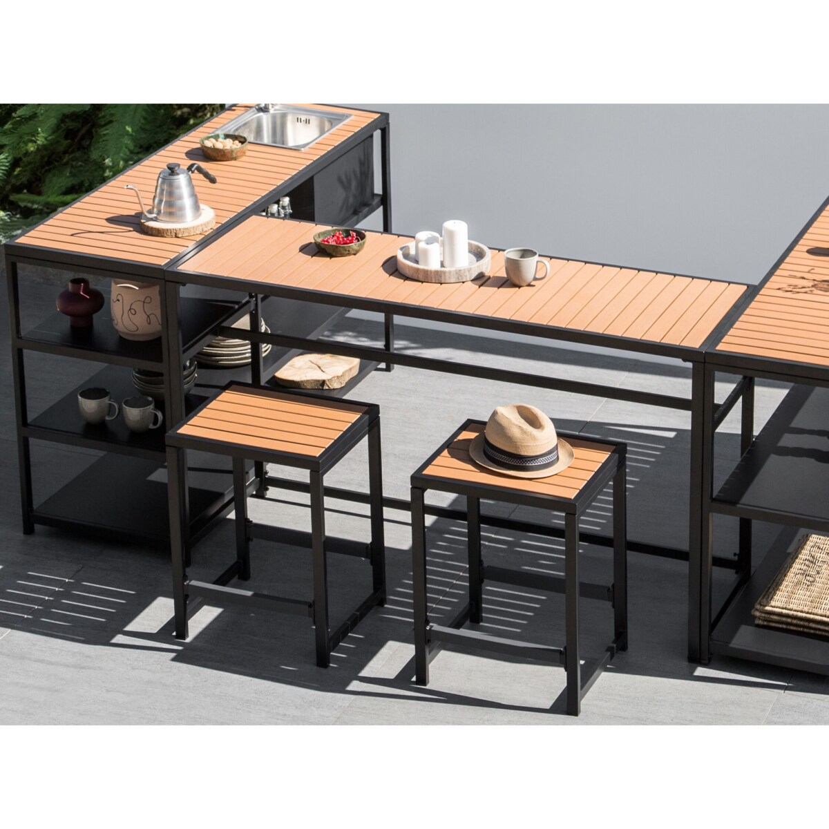 Stolik ogrodowy barowy AVETRANA 150 cm 50 cm Czarny