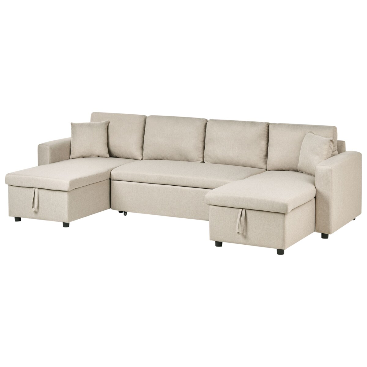Sofa rozkładana w kształcie U SOMMEN Jasnobeżowy ze schowkiem dla 5 osób