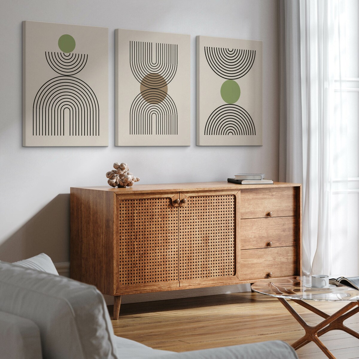 3x Obraz Do Sypialni Set Abstrakcja Styl Boho Minimalizm Do Salonu 30x40cm