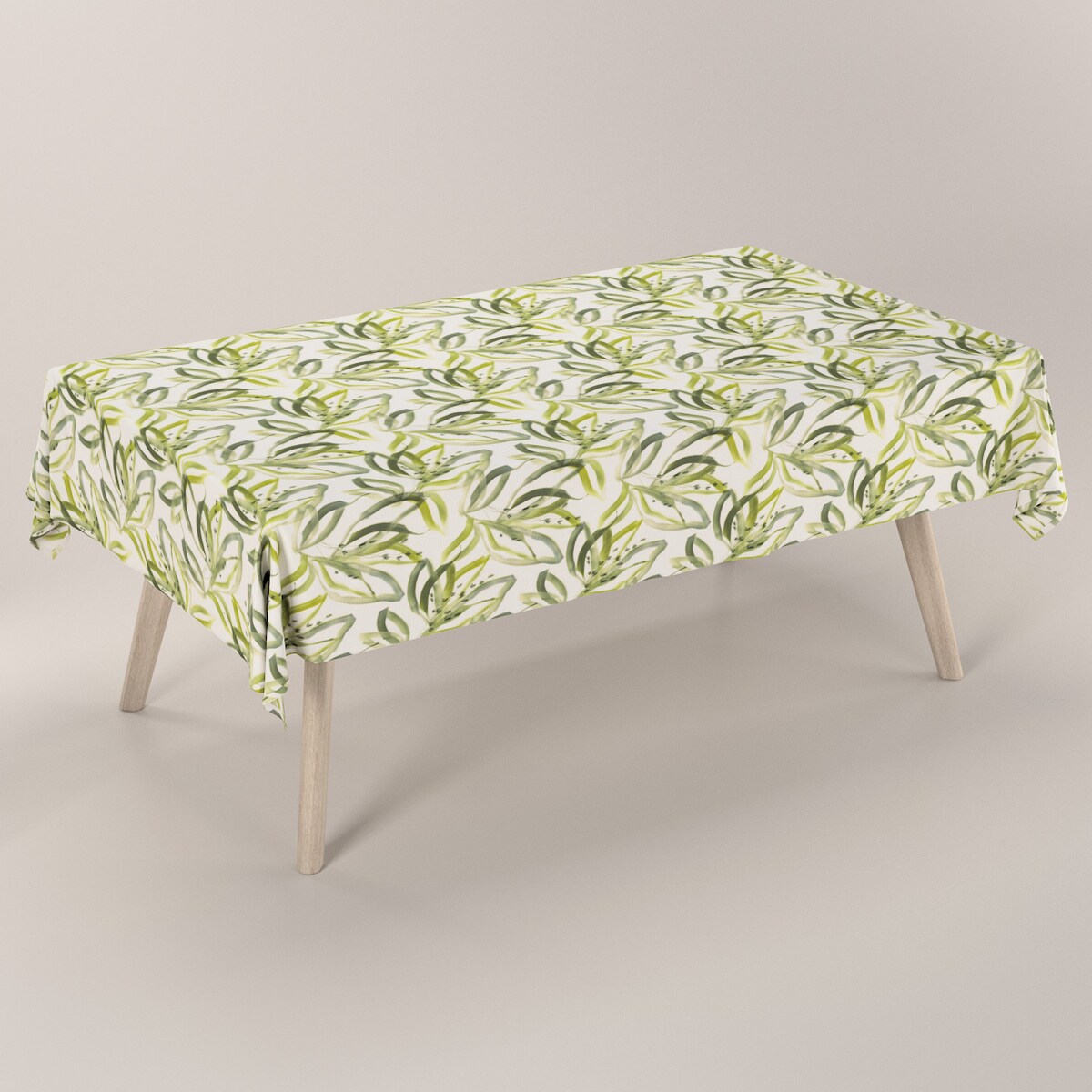 Obrus prostokątny 130 x 130 cm biało-zielony