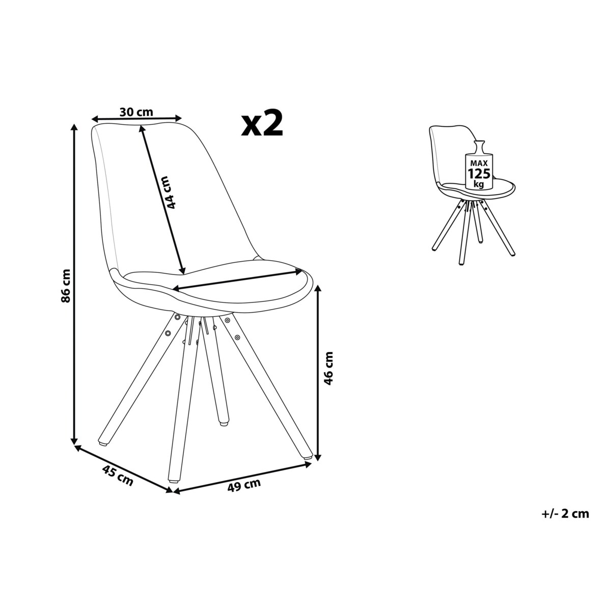 Zestaw 2 krzeseł do jadalni biały DAKOTA