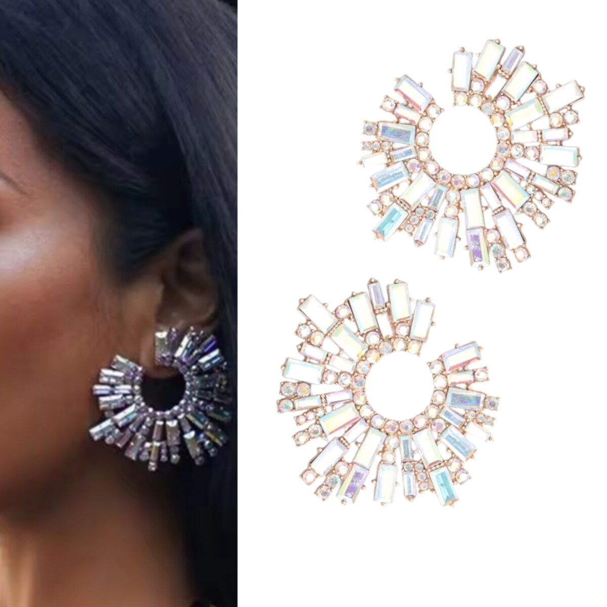 Duże złote kolczyki holograficzne sztyft EFEKTOWNE wizytowe mega modne