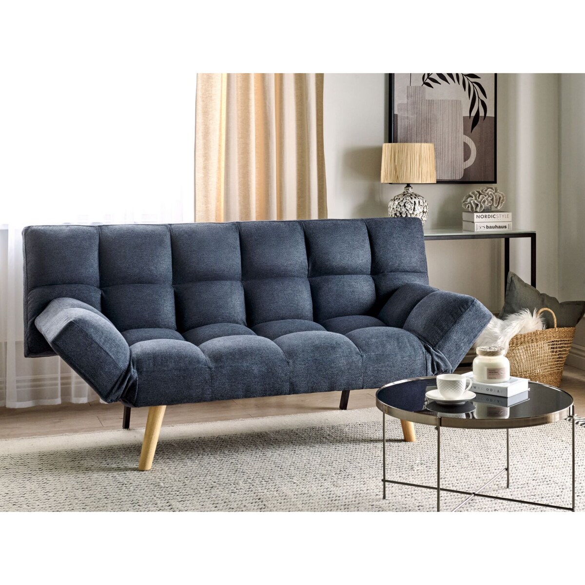 Sofa rozkładana granatowa INGARO
