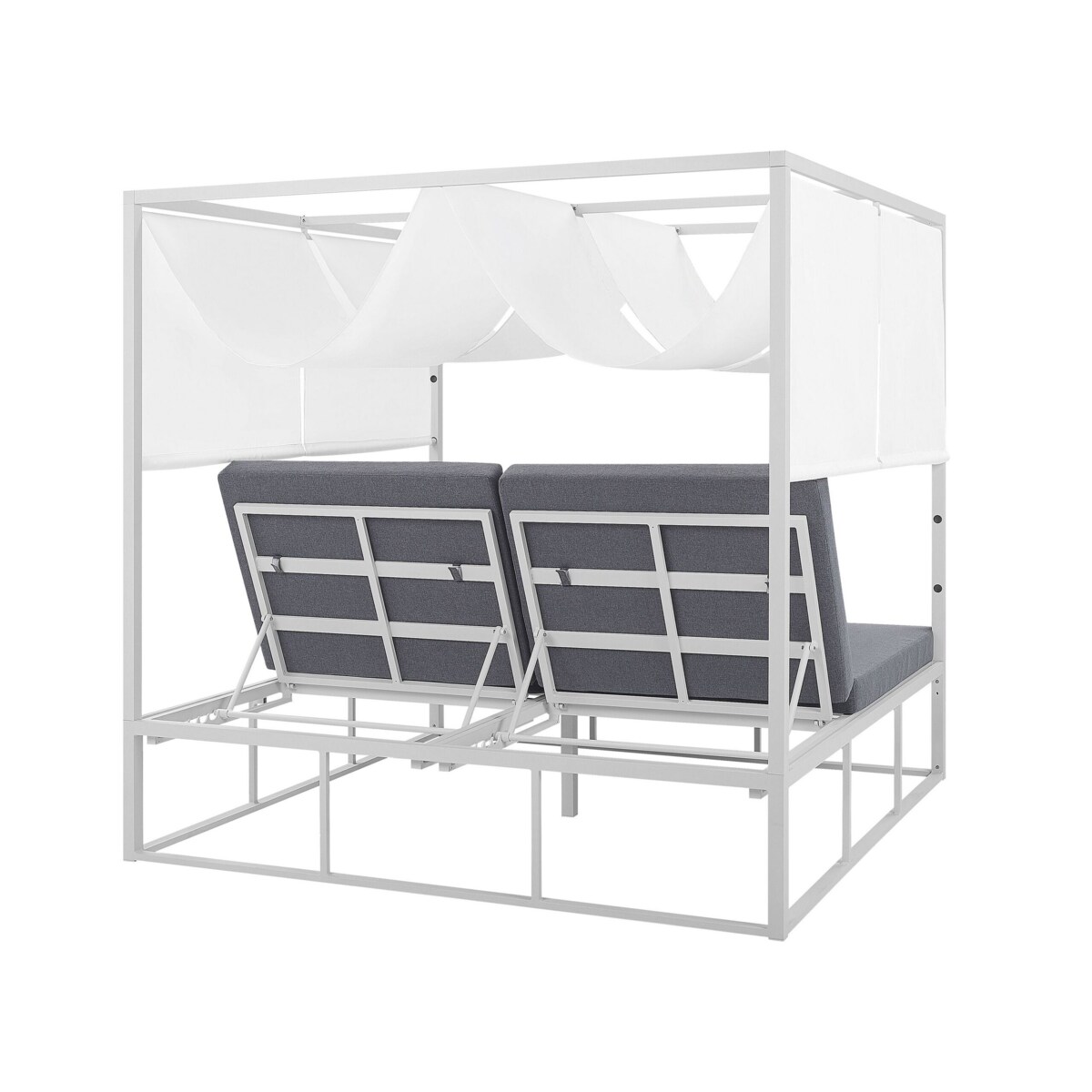 Łóżko ogrodowe z baldachimem biało-szare PALLANZA