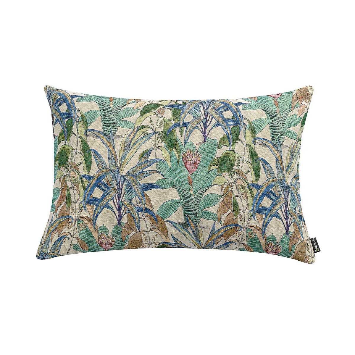 Poszewka Kinga na poduszkę prostokątną 60x40 zielono-niebieskie motywy roślinne