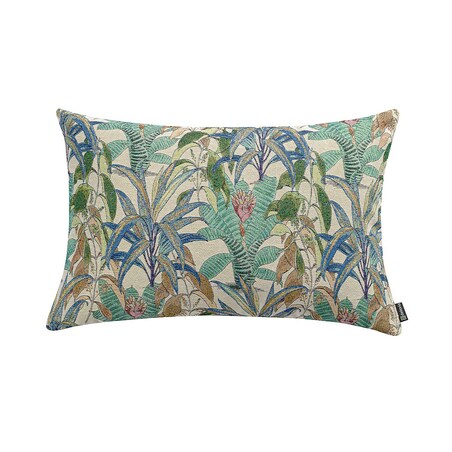Poszewka Kinga na poduszkę prostokątną 60x40 zielono-niebieskie motywy roślinne