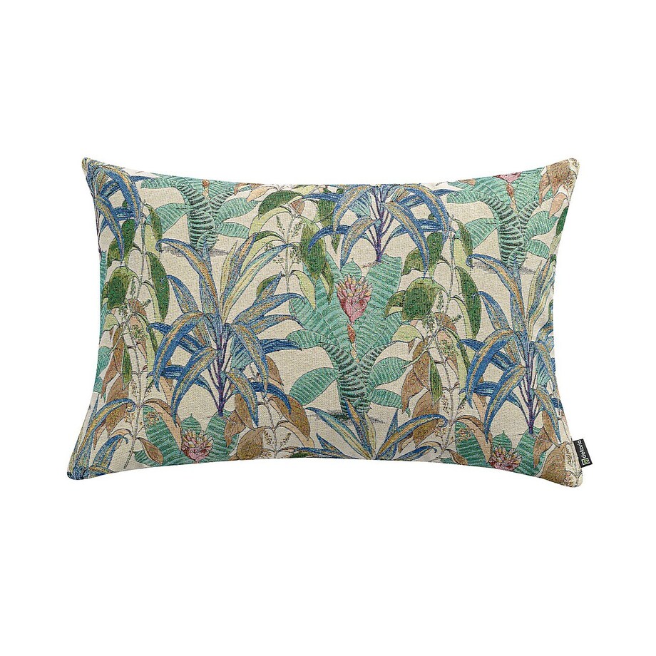 Poszewka Kinga na poduszkę prostokątną 60x40 zielono-niebieskie motywy roślinne