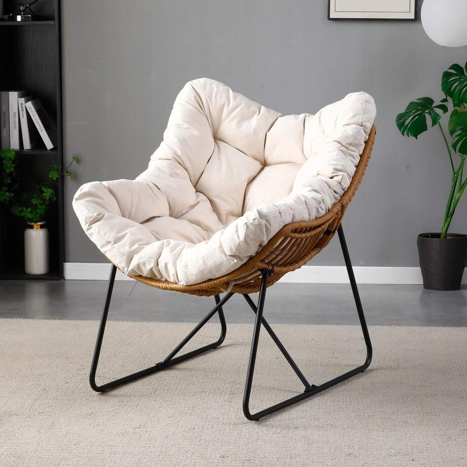 Fotel Ogrodowy Wypoczynkowy Kubełkowy Do Salonu Na Taras Balkon FIN Beż