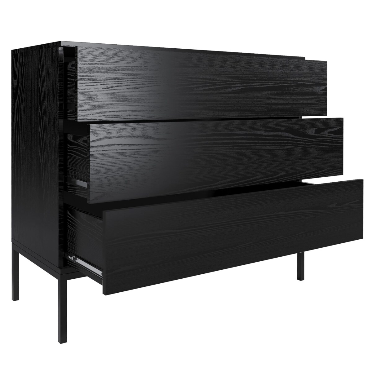 Komoda Wąska Industrialna na metalowych nóżkach, czarna