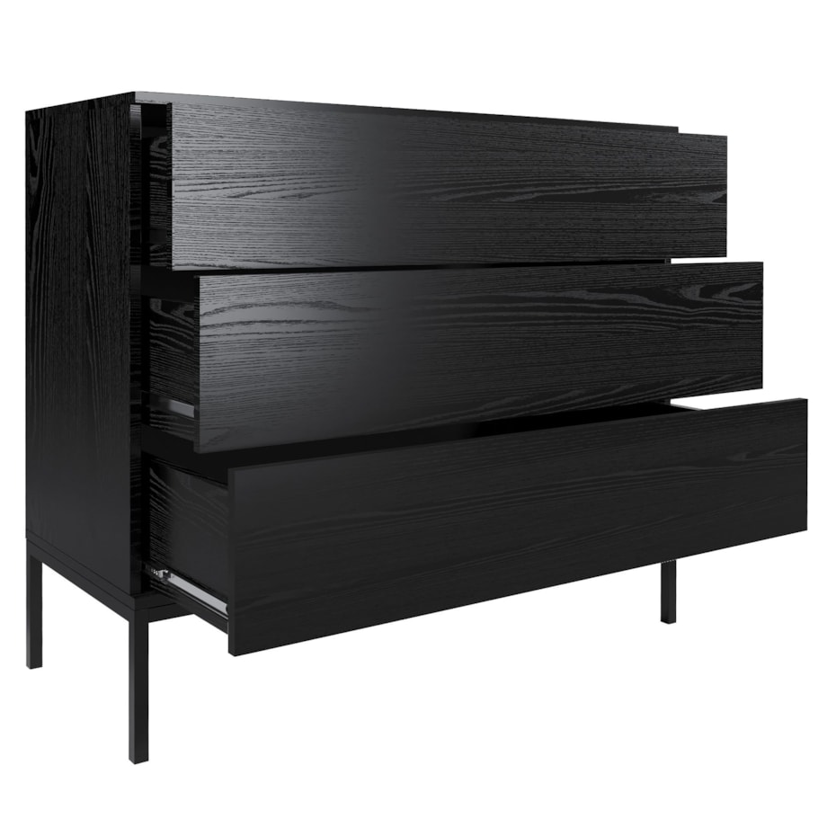 Komoda Wąska Industrialna na metalowych nóżkach, czarna