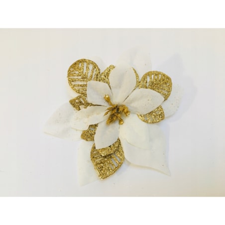 KWIAT GWIAZDA BETLEJEMSKA biała na bukiet święta brokatowa złoty 6szt DEKOR