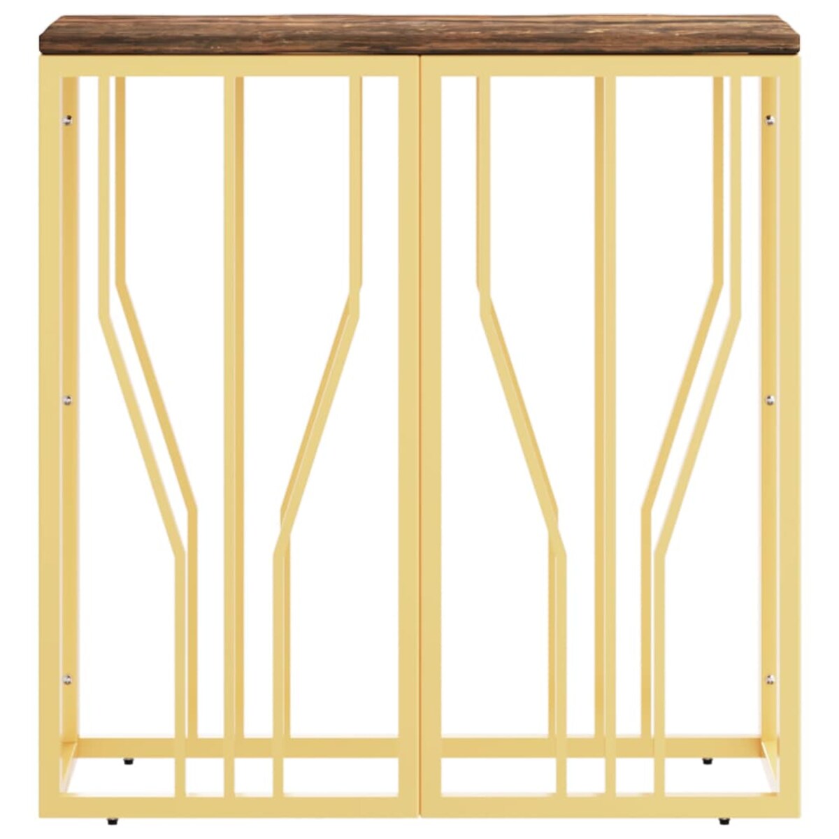 vidaXL Stolik konsolowy, złoty, stal nierdzewna i drewno z odzysku