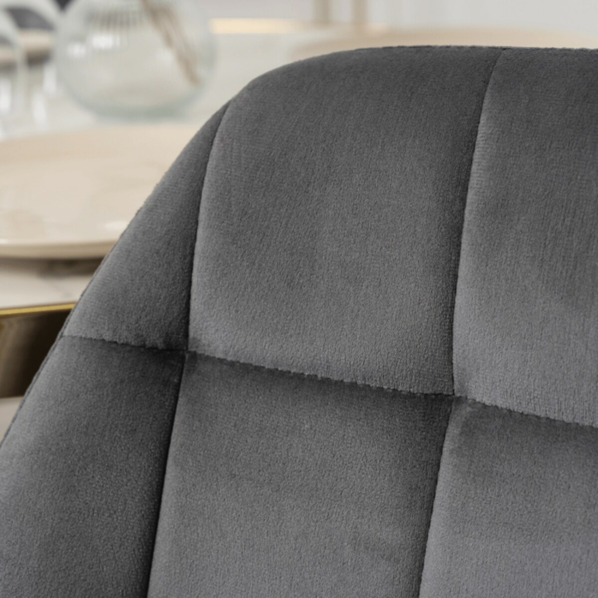 Krzesło Tapicerowane Welurowe Do Salonu Jadalni Kuchenne Szare LUCKY